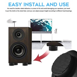 Tertullus 4PCS Speaker Bracket Foot Adjustable Isolation Stand Feet Amplifier Speaker DAC Spikes+Base Pads Accessories 39x23mm (39x23mm, Black)