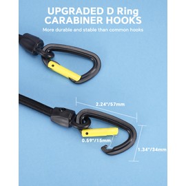 Lucky Straps 8 Pcs 18 Inch Short Small Bungee Cords with D Ring Carabiner Hooks, Black Mini UV Resistant Bungee Straps with Superior Elasticity, Great for Cargo, Bike, Kayak Boat, Luggage, etc