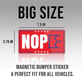 Magnet Sticker Nope No Kings in America Magnetic Anti Funny Leftist Feminist Social Justice Human Rights Red Magnet for Bumper, Refrigerator, Cruise Door, Car, Truck 7.5x3.75in