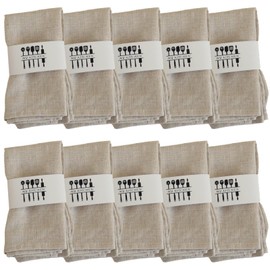 Pack of 10 linen napkins, fabric napkins, beige, natural linen fabric napkins linen for hotel, restaurant, home and kitchen, machine washable