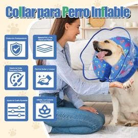 Collar para Collar Inflable Isabelino para Recuperación,Ajustable Suave Collaes para Grande,Post Cirugía Donas Paraperro Collar para Perros Grande Mediano,Recuperación Post Cirugía