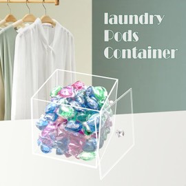 DELIPPLY Laundry Pods Container, Acrylic Laundry Pod Holder Box with Lid, Laundry Pods Storage for Organizer, Clear