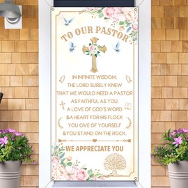 Vohado Thank You Pastor Door Cover Pastor Appreciation Decoration To Our Pastor Church Event Office Front Porch Banner Decor