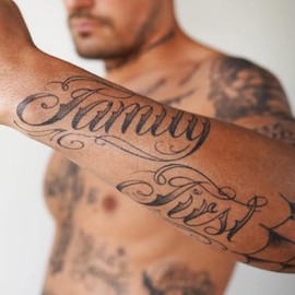 TattooIcon Family First - Temporary Tattoo/Family First Tattoo/Cholo Tattoo/Chicano Lettering Hallowee Costume