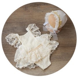 Zeroest Newborn Girl Photoshoot Outfits Lace Romper Infant Photo Prop Baby Photography Outfits New Born Picture Assecories (FloralWhite)