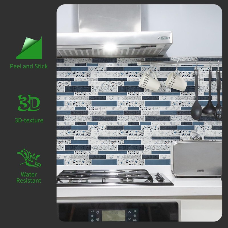LONGKING Peel and Stick Backsplash Tile for Kitchen, Stick on
