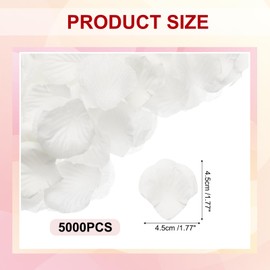 uxcell 5000 Pcs Silk Fake Flower Petals for Wedding, Artificial Rose Petals Bulk for Wedding Confetti Scatter Valentine's Day Proposal Flower Petals Decoration (White)