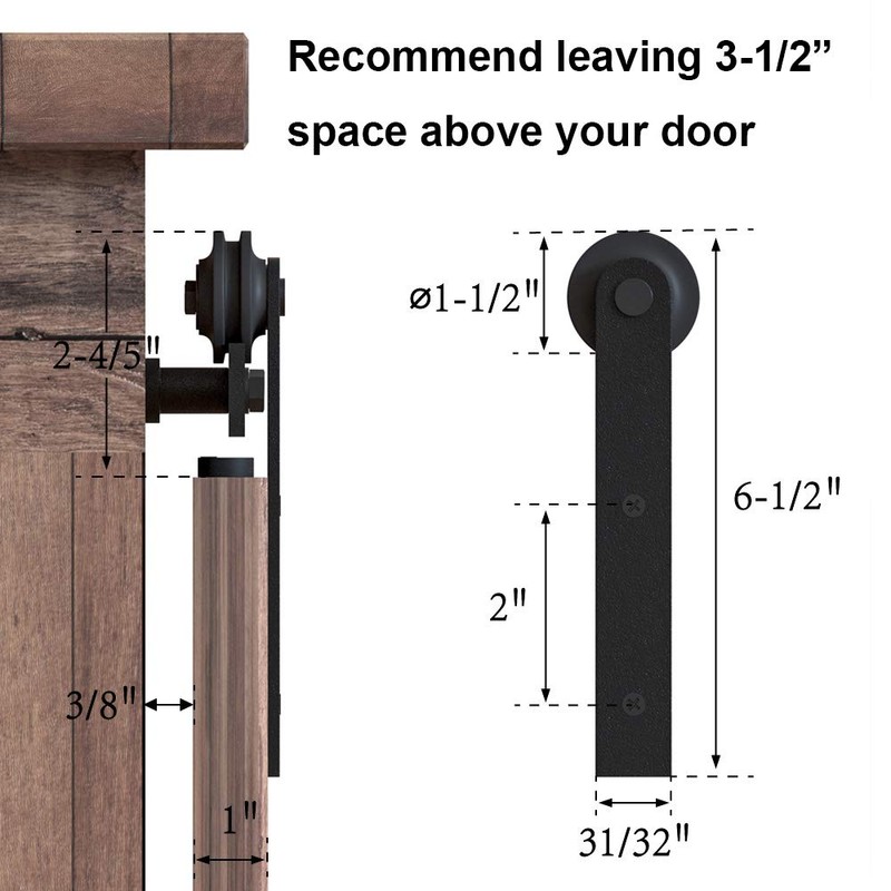 WINSOON 3.5FT Super Mini Sliding Barn Door Cabinet Hardware Kit
