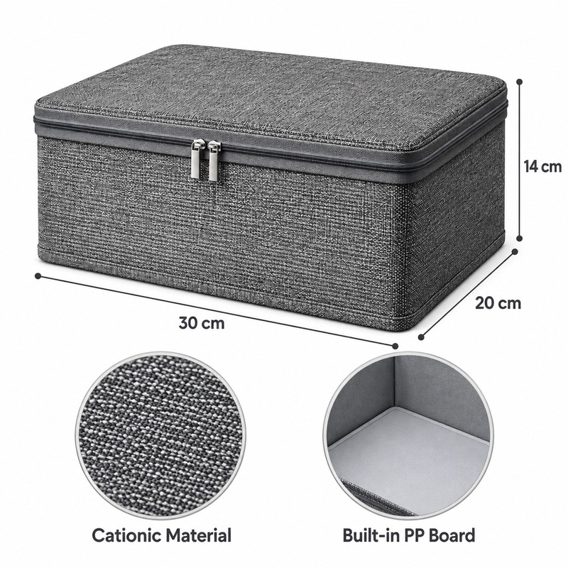Large Capacity Foldable Clothes Storage Box with Lid, Polyester Closet