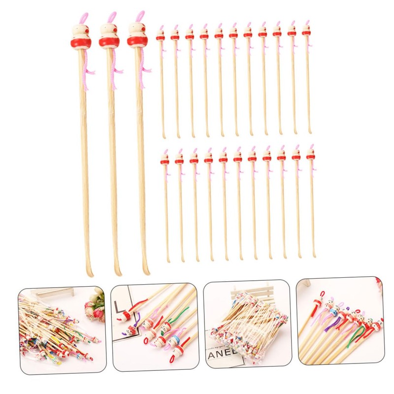 Mikinona 100Pcs Bamboo Ear Wax Removal Tools Natural Handcrafted Ear