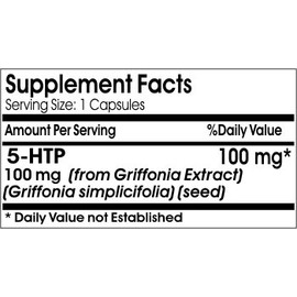 5-HTP 100mg // 180 Capsules // Pure // by PureControl Supplements