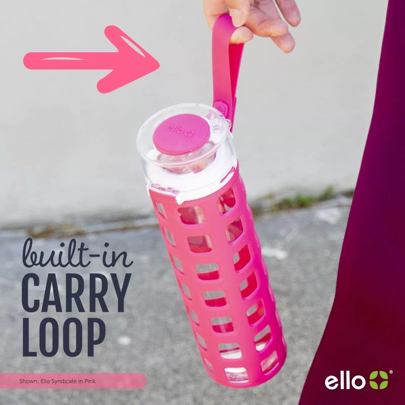 Ello Syndicate Glass Water Bottle with One-Touch Flip Lid Mint