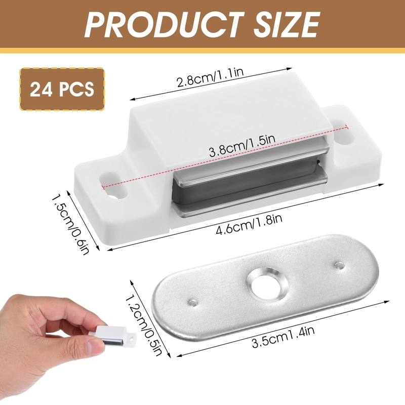24 Pcs Single Magnetic Catch Kitchen Cabinet Magnets Heavy Duty