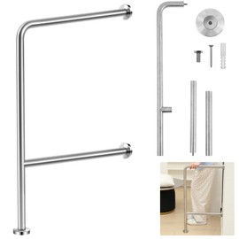 Zonon Wall to Floor Safety Grab Bar Stainless Steel Shower Grab Bars for Bathroom Wet Areas Disabled Elderly Pregnant Women(1 Pack,F Style)
