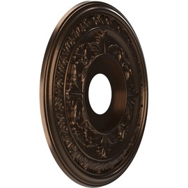 Ekena Millwork CMP16BACAB Baltimore Thermoformed PVC Ceiling Medallion (Fits Canopies up to 6 1/2"), 16"OD x 3 1/2"ID x 1"P, Metallic Antique Brass