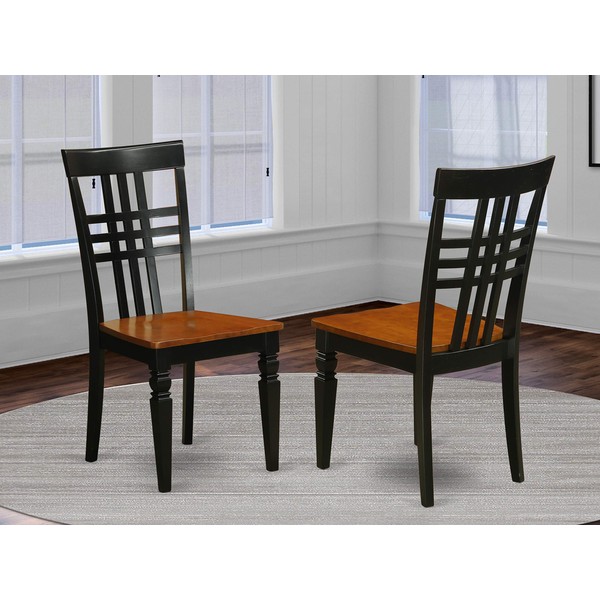 East West Furniture Logan dining chairs set - Wooden Seat and Black Hardwood Frame dining chair set of 2