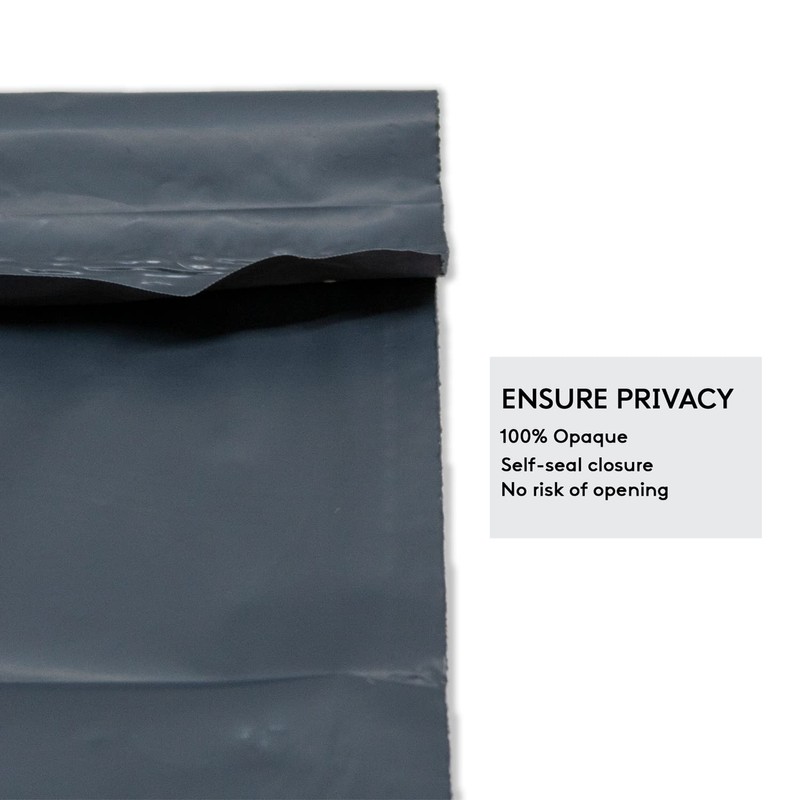 Mailing Bags, Grey Parcel Delivery Bags with Self-Seal Closure, Flexible