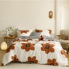 CLOTHKNOW Sunflower California King Comforter Set 3Pcs Brown White Bedding