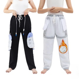 WEEOATAR Unisex Fistula Pants Catheter Trousers Incontinence Pants,Loose Fit,Hidden Pockets Store Urine Bags,Ostomy Pants with Thin Fleece for Seniors,Disabled and Incontinence(Black,XXL)