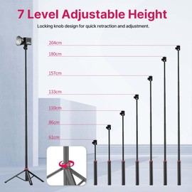 VIJIM MT-79 Extendable Photography Light Stand, 81" Portable Adjustable Light Tripod with 1/4" Screw, 360° Ball Head Camera Phone Tripod for Continute Output Lighting, Strobe Light, Webcams, Cameras