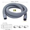 2m Universal Drain Hose Extension Kit with Connector and Clamps,
