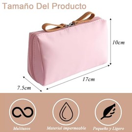 Cosmetiquera para Maquillaje,Bolsa de Cosméticos de Viaje,Bolsa de Cosméticos,Estuche de Cosméticos de Viaje,Mini Bolso Portátil,Bolsa de Cosméticos Impermeable con Compartimentos,Rosa