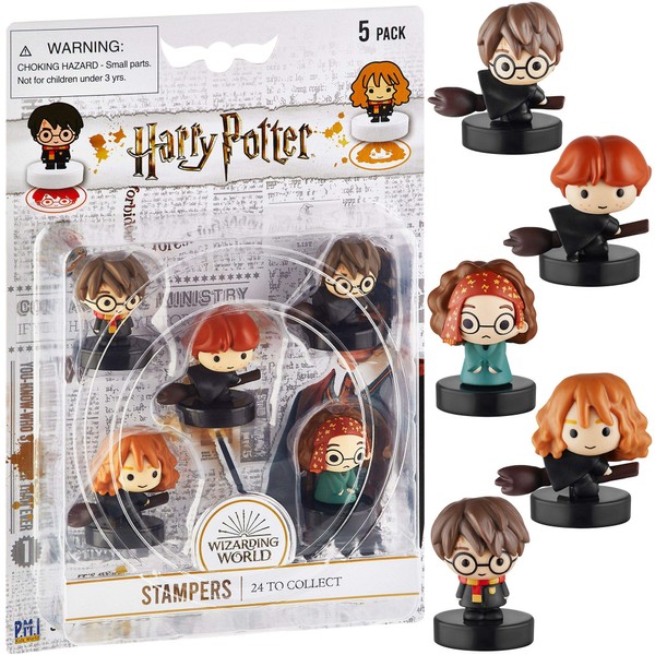Self-Inking Harry Potter Stampers, Set of 5 – Harry Potter Gifts, Collectables, Party Decor, Cake Toppers – Hermione Granger, Harry Potter, Ron Weasley, and More by PMI, 2.5 in. Tall