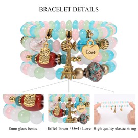 WuCuifu 8 paquetes de pulseras bohemias apilables para mujer, pulseras de cuentas estiradas de varias capas