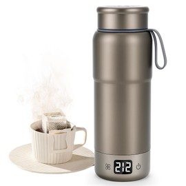 Pure Titanium Travel Kettle,Dual Voltage Portable Electric Kettle 110V-240V Smart Small Water Boiler for Tea & Coffee,12 Temperature Control,Auto Shut Off & Boil Dry Protection (Gray,520ML)