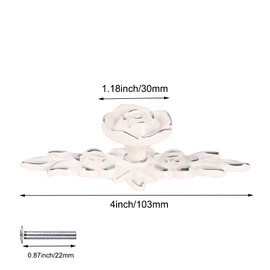 AchNau 10pcs Rose Flower Cabinet Knobs Vintage Kitchen Shabby Chic Drawer Pull Handles with Base for Dresser Vanity Nightstand Cupboard Wardrobe Closet Drawer (Ivory White with Silver Edge)