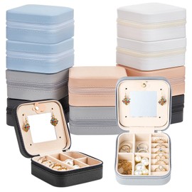 10 Pcs Wedding Travel Jewelry Boxes Bulk with Mirror Small Jewelry Travel Case Bridesmaid Gift Boxes Mini Storage Organizer Box for Women Earrings Rings Necklaces(Multi Colors)