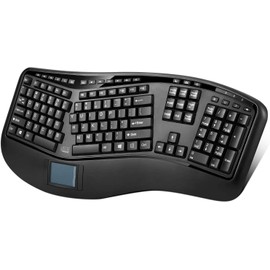 Adesso 2.4ghz Wireless Tru-Form Media 3D Ergonomic Touchpad Keyboard with Sp, Black