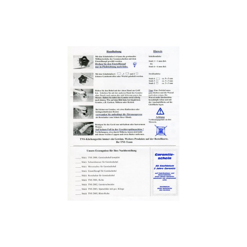 TNS 2000 Vegetable Mandoline All in One Made in Germany