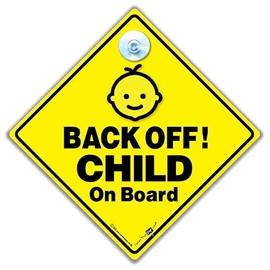 Back Off Child On Board Car Sign, Grandson Car Sign, Baby on Board Sign to Deter Tailgaters, Grandchild on Board 14 cm x 14cm x 2cm