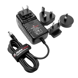 Alvin’s Cables Locking DC AC Power Supply Adapter 100V-240V to 12V 3A Universal Wall Plug Charger 5.5x2.5mm DC for Atomos Ninja V, Blackmagic Video Assist, SmallHD 702, with UK EU AU US Plugs 2m/6.6ft