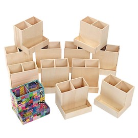 Colorations® Decorate Your Own Wooden Desktop Organizer, Set of 12, Craft for Kids, Pre-Assembled Organzier, Create Unique & Personal Designs, Fun Kids Craft Project, Craft Project for Boys & Girls