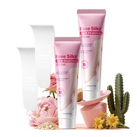Rose Hair Removal Cream (2 Pack) - 1oz Each Gentle Depilatory Cream for Women, Natural Moisturizing Formula with Rose Extract for Soft & Smooth Skin, Travel-Friendly Pocket Size, Includes Spatulas