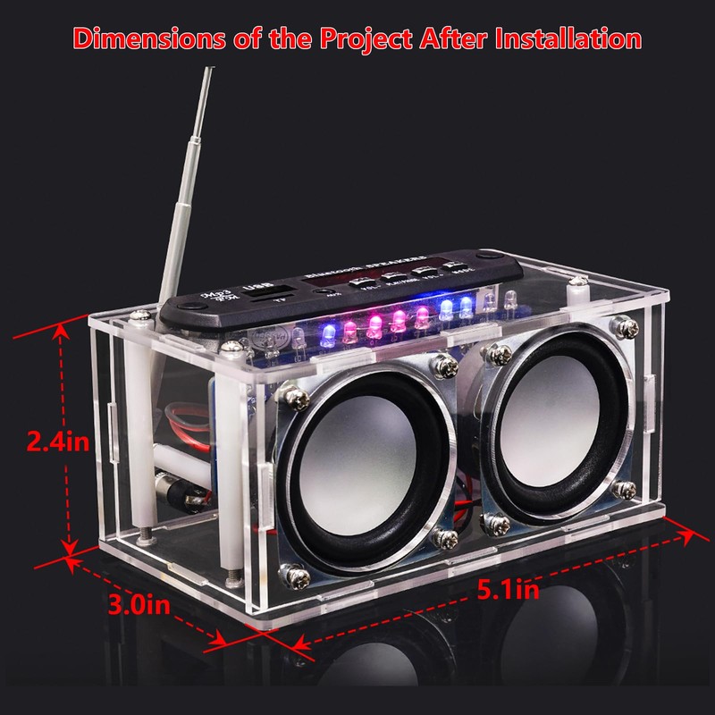 EIELEDIY Compatible Kit: Voice-Activated Level Indicator Dual Channel Speaker for