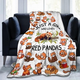 Red Panda Blanket Plush Gifts Just A Girl Who Loves Red Panda Blankets Ultra Soft Cozy Flannel Throw Blankets Bedding for Kids Girls Adults Women Gifts 50" x40
