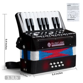MUSICUBE Accordion Instrument for Kids Professional 17 Keys 8 Bass Accordion with Straps for Beginner Student Educational Musical Instrument for Boys Girls Aged 3+ Gift Choice