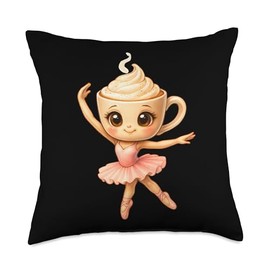 Kawaii Chibi Ballerina Cappuccina Funny Italian Brain Red Throw Pillow