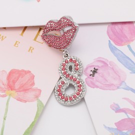 Initial S Necklace Bubble Letter Necklace for Men /Women 14k White Gold Plated Iced Out Lips Initial Necklace CZ Bling Diamond Hip Hop S Necklace Number Pendant with 24'' Chain Initial Gifts for Men