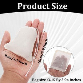 Josojoou 150Pcs Cheesecloth Bags for Straining, 4 x 3Inch Reusable Drawstring Cotton Tea Bags Loose Leaf Muslin Tea Bag for Spices Coffee Teas Brew