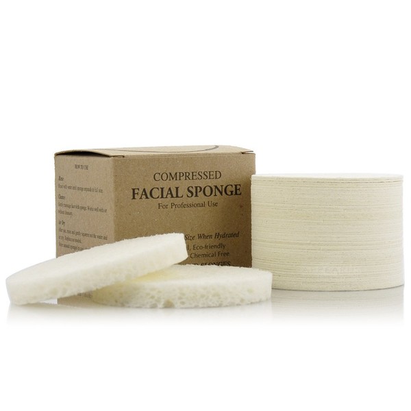 Facial Sponges - APPEARUS Compressed Natural Cellulose Face Sponge - Made in USA - Spa Sponges for Face Cleansing, Massage, Pore Exfoliating, Mask, Makeup Removal (50 Count) (White)