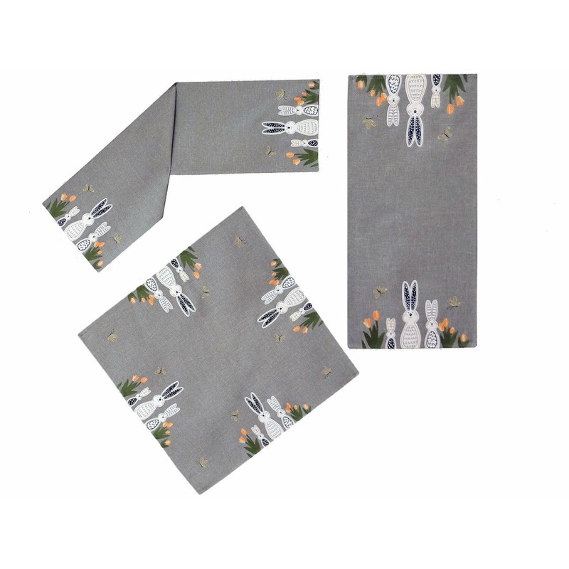 texpot Tablecloth 85 x 85 cm with Embroidery Easter Bunny