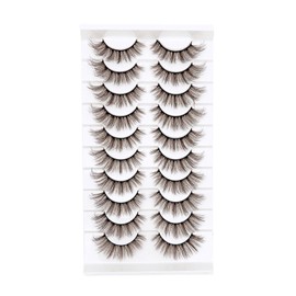Pestañas marrones Aspecto natural Pestañas postizas de color marrón oscuro Pestañas de visón sintético tenues Pestañas postizas esponjosas Tiras 3D Evelashes Paquete de 10 pares (MQ607)