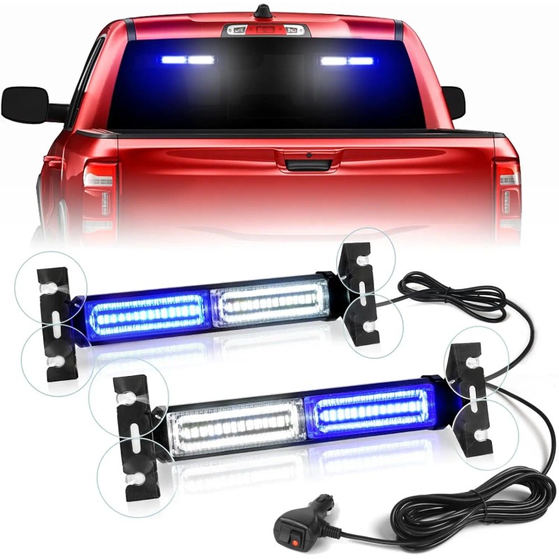 Emergency Strobe Traffic Light Bar 40LED Dash Safety Flashing Front/Rear