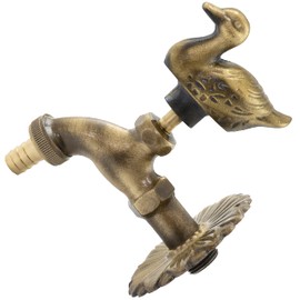 AERZETIX - C62128 - Wall-Mounted Sink Tap 1/2 Inch "Duck" Sink Tap with Antique Retro Decoration Handle - Fountain Ornament Bathroom Vintage Garden Tap - Antique Brass