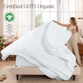 Bare Home 100% Organic Cotton Twin Sheet Set - Crisp Percale Weave - Lightweight & Breathable - Bedding Sheets & Pillowcases (Twin, White)