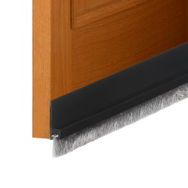 uxcell Door Sweep for Bottom of Door, 1.2" x 40" Door Draft Stopper with Brush Weather Stripping with Self Adhesive for Exterior & Interior Doors Blocker Dust Cold Heat Noise, Black